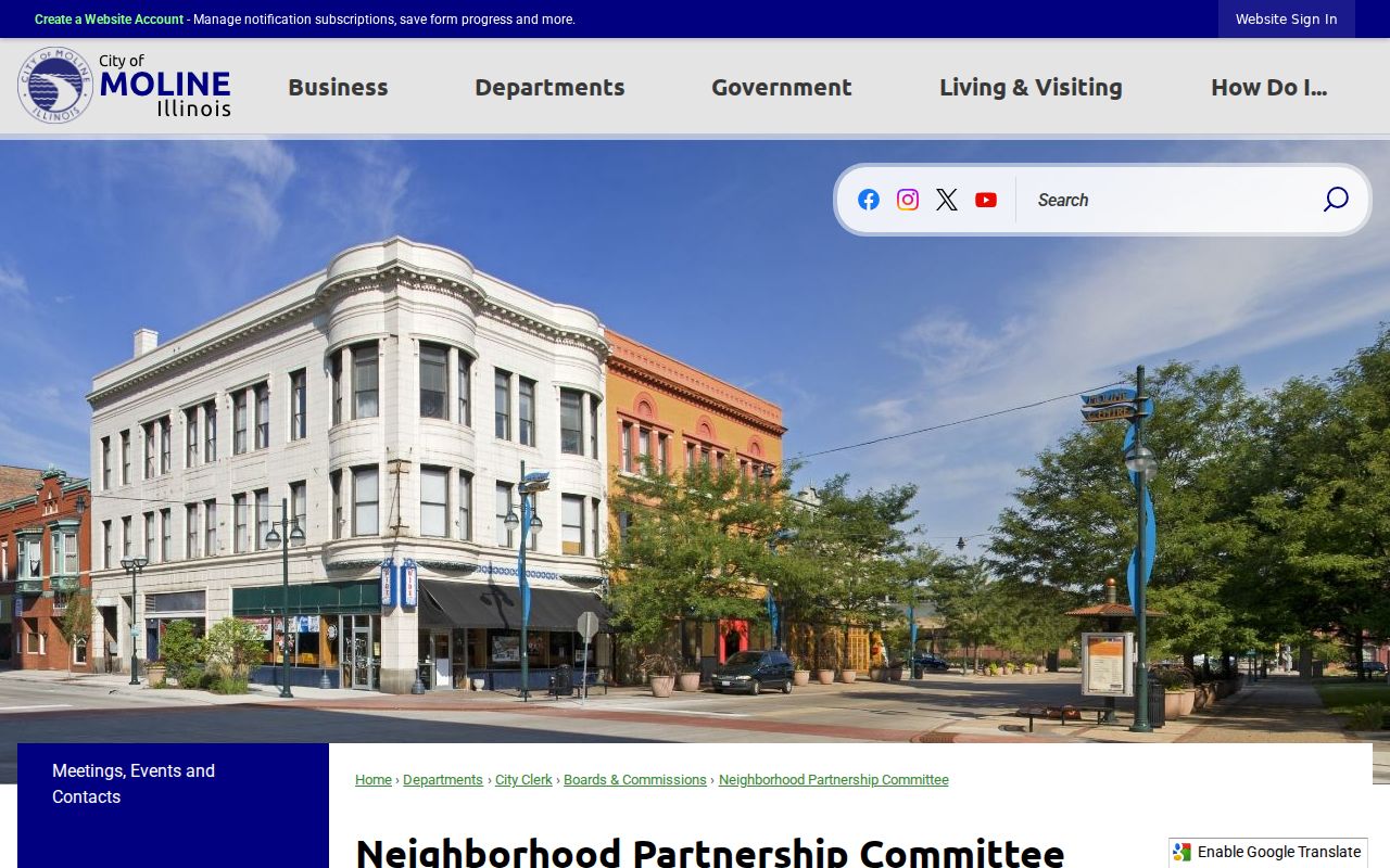 City of Moline Neighborhood Partnership Committee webpage